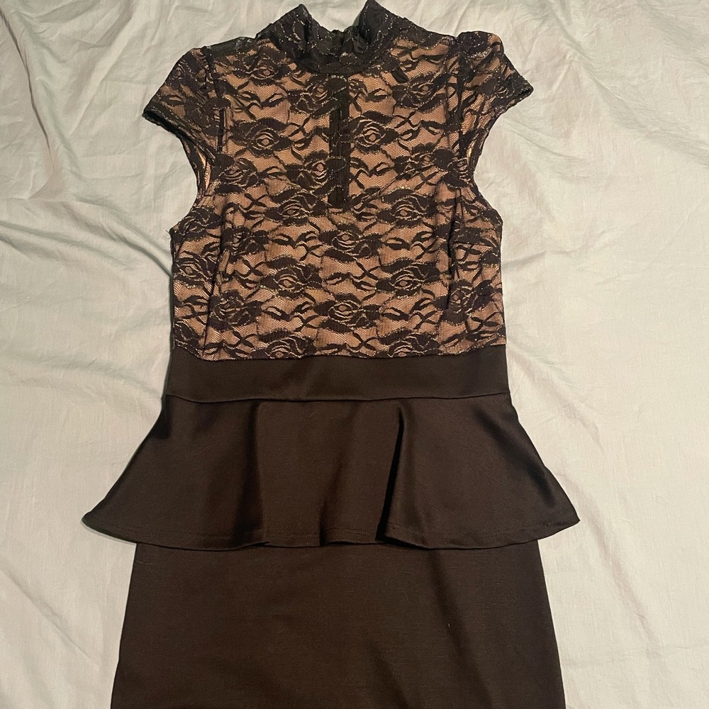 Large/medium black/nude peplum dress
